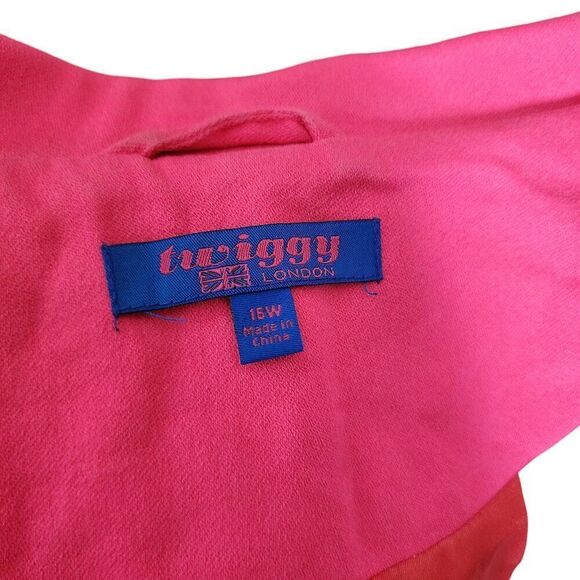 Twiggy London Double Breasted Moto Jacket Union Jack Lining Womens 16W Pink - Picture 7 of 9